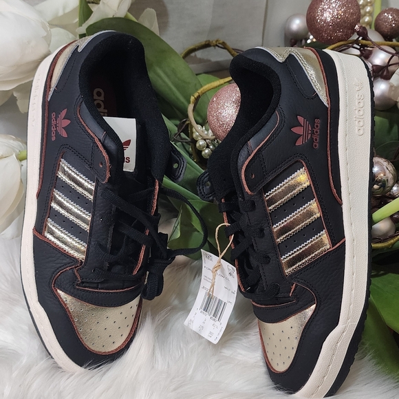 Adidas Men Forum Low CL Core Black Metallic Shoe JI3270 Size 9.5 new